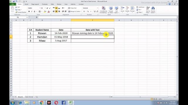 How to add Date into a text, concatenate date into text, Text function Microsoft Excel Online. смотреть онлайн