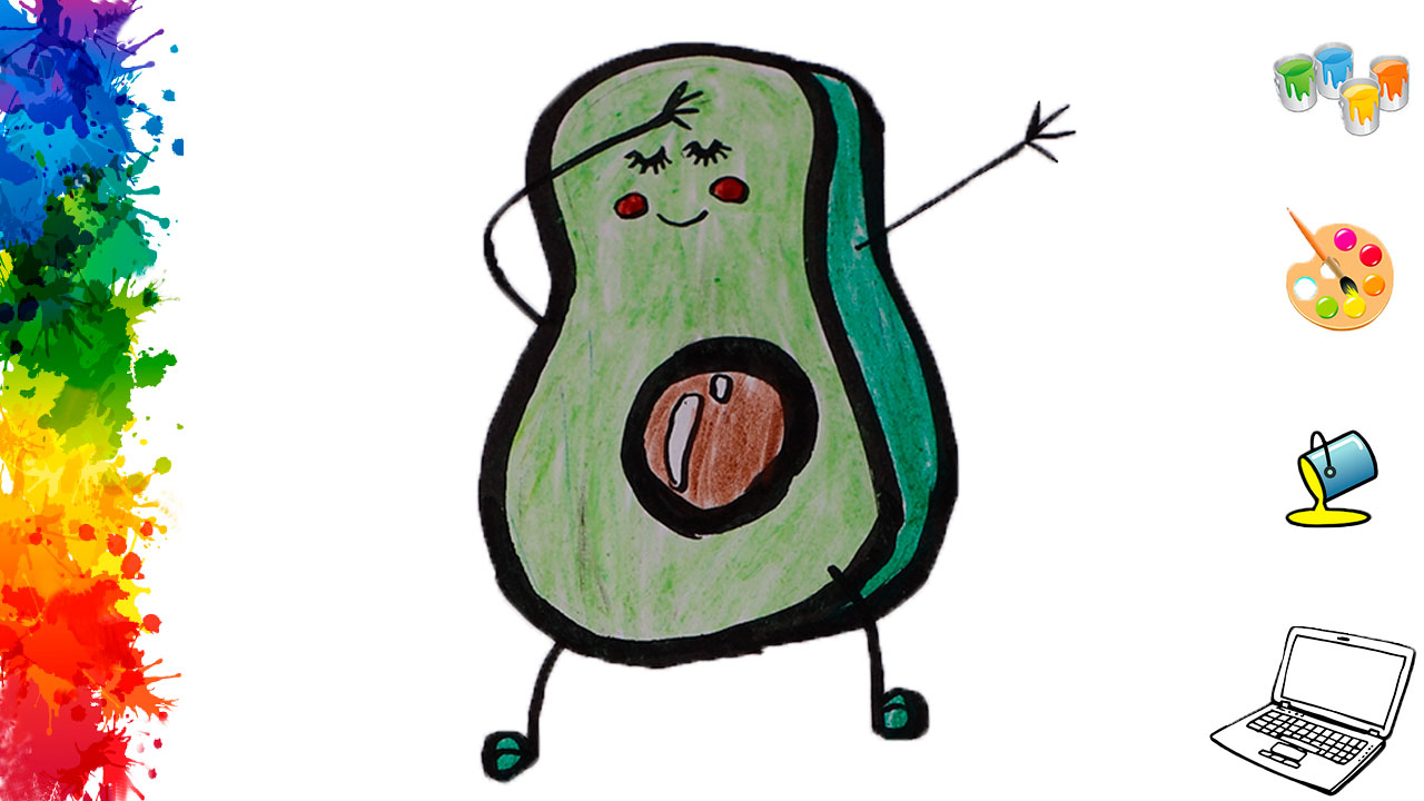 Как нарисовать Авокадо, милый, лёгкий рисунок Авокадо для срисовки смотреть онлайн