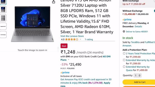 Lenovo V15 G4 AMD Athlon Silver 7120U : Best Laptop Under 25000