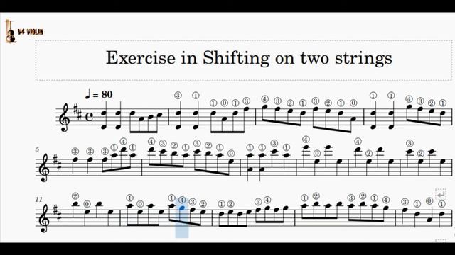 Exercise in Shifting on two strings-Violin l Metronome 60/80/100/120 BPM #Honeyman Tutor l V4 Violi смотреть онлайн