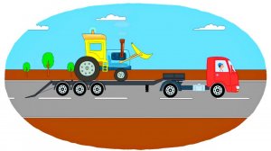 Мультик-Раскраска. Учим Цвета. Мультфильмы про машинки и технику. Грузовые прицепы