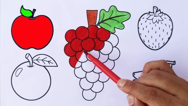 Learn FRUITS , Painting and Colouring for Kids & Toddlers #apple #banana #grape #orange #strawberr смотреть онлайн