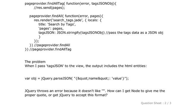 jQuery : Node.js JSON.stringify() causing " in output. Can't parse with Jquery смотреть онлайн