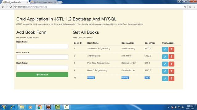 JSTL Bootstrap And Mysql Crud Demo смотреть онлайн