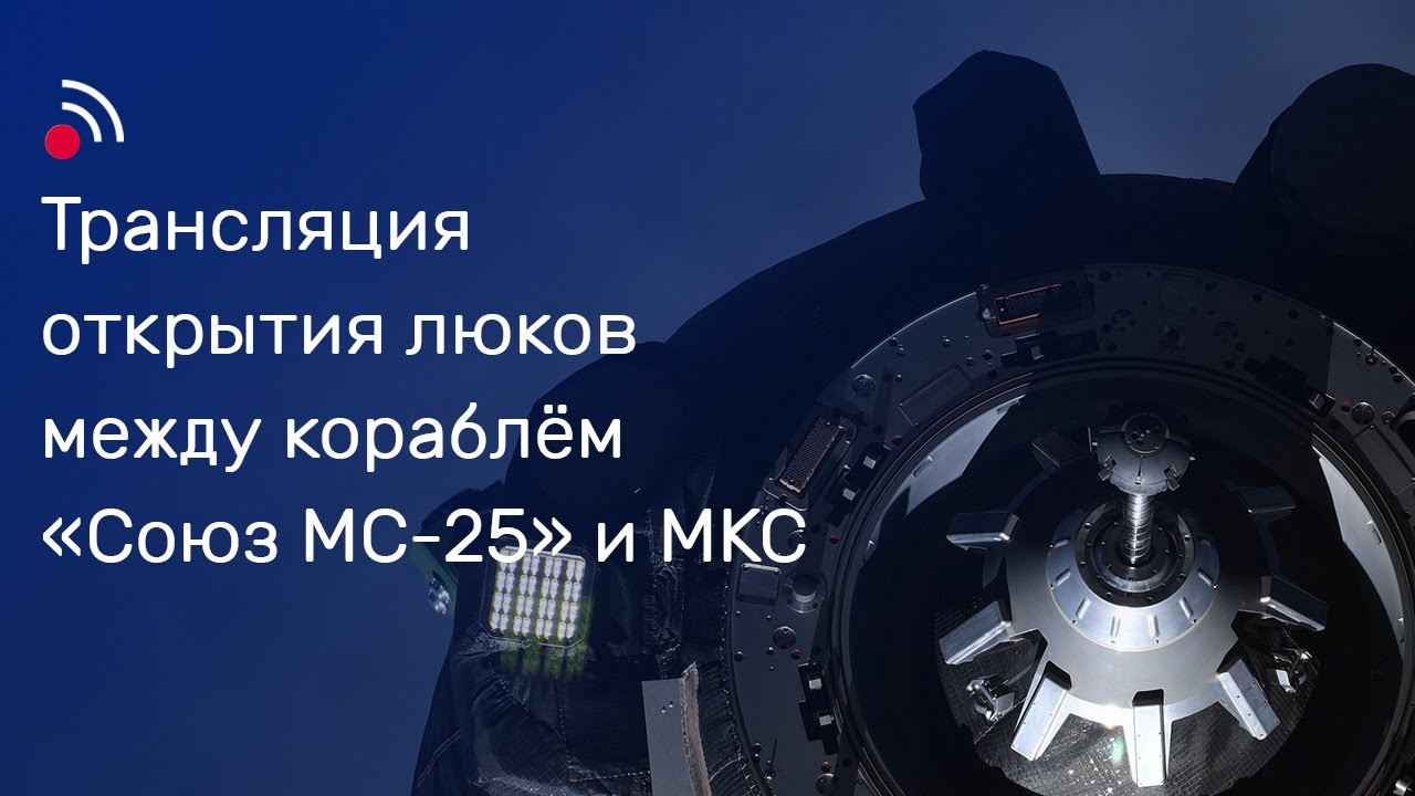 Трансляция открытия люков между кораблём «Союз МС-25» и МКС смотреть онлайн