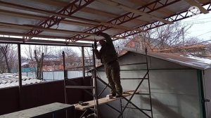 Навес из ферм 20 см/  как сварить навес