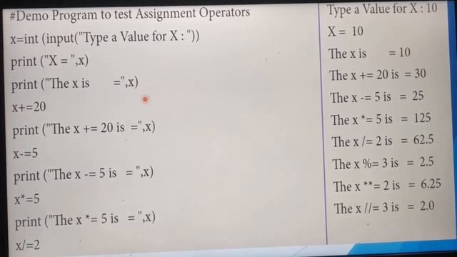 Assignment Operators in Python with example and Demo, Part 8, Chapter 5, Unit 2, in Tamil, смотреть онлайн