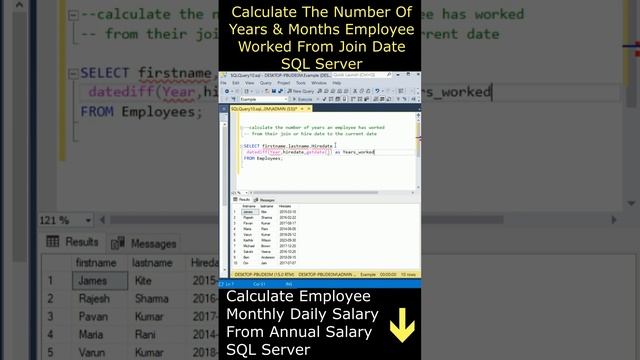Employees number of years, Months worked from join date to current date #sqlserver смотреть онлайн