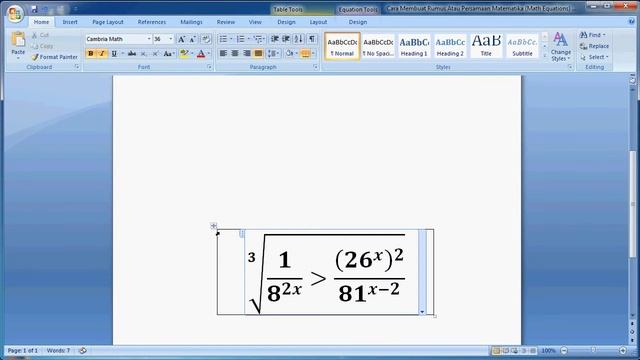 Belajar Microsoft Word 2007 |Cara Membuat Rumus/Persamaan Matematika(Math Equations) di Word (3) смотреть онлайн