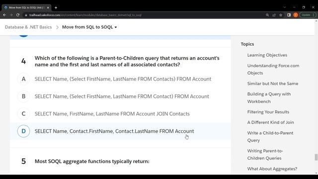 Salesforce Trailhead - Move from SQL to SOQL смотреть онлайн