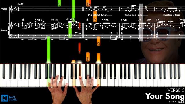Elton John - Your Song | PIANO TUTORIAL | ADVANCED смотреть онлайн