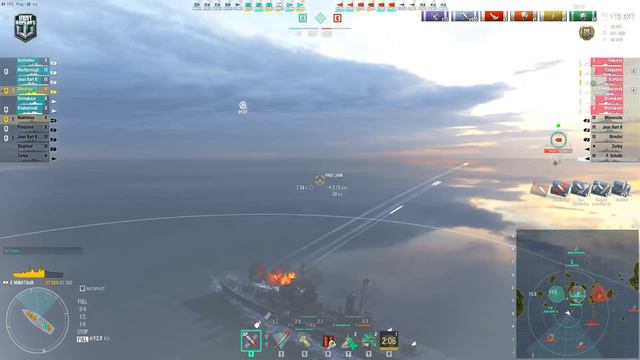 Cruiser Minotaur: 2,4sec reload terror *zoom warning* - World of Warships смотреть онлайн