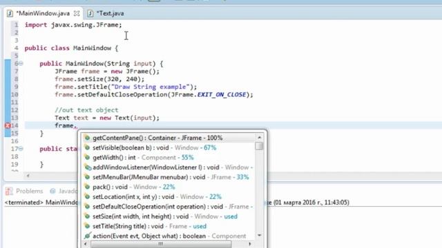 LEARN JAVA DrawString method example смотреть онлайн