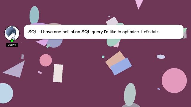 SQL : I have one hell of an SQL query I'd like to optimize. Let's talk about it смотреть онлайн
