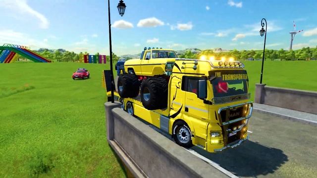 ALL FORD COLOR MONSTER TRUCKS TRANSPORTING WITH MAN TRUCKS! Farming Simulator 22 смотреть онлайн