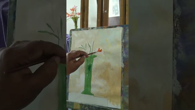 Watercolor Painting | STILL LIFE - Gladiolus Flower смотреть онлайн
