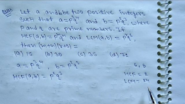 Let a and b be two positive integers such that a=p^3q^4 and b=p^2q^3, where p and q are prime... смотреть онлайн