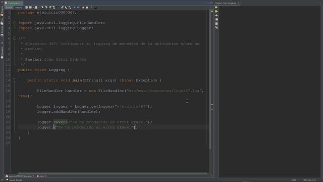 Java Ejercicio: 367 Configurar los Mensajes de Logging para que Se Registren en un Archivo смотреть онлайн