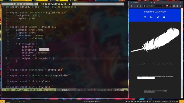 04. Create Footer Section | Blue Origin Landing Page clone with React & Styled Components смотреть онлайн