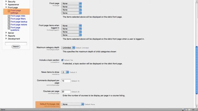 Moodle 2 Administration Front page settings смотреть онлайн
