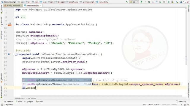 Spinner Example – Android Studio Tutorial смотреть онлайн
