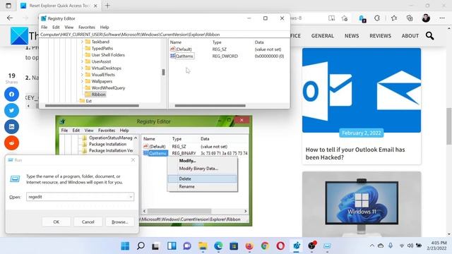 Reset File Explorer Quick Access Toolbar using Registry in Windows 11/10 смотреть онлайн