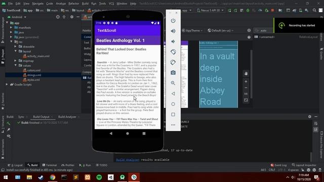 Text and scrolling view android studio java смотреть онлайн