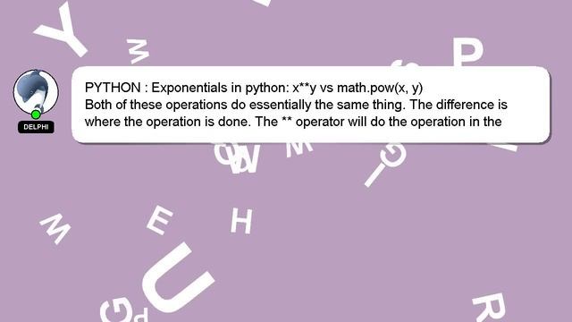PYTHON : Exponentials in python: x**y vs math.pow(x, y) смотреть онлайн