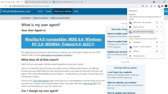 User-Agent Switcher for Chrome смотреть онлайн