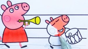 Свинка Пеппа и Брат |Музыкальные Инструменты Раскраски для Детей | Peppa Pig Coloring Pages For Kid