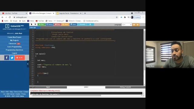 Condicional Switch-Case en GDB online Debbuger смотреть онлайн