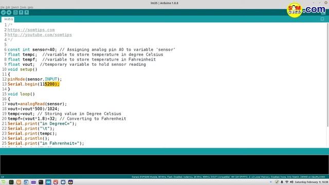 LM35 Temperature Sensor with ESP8266 NodeMCU and Arduino UNO | Som Tips смотреть онлайн