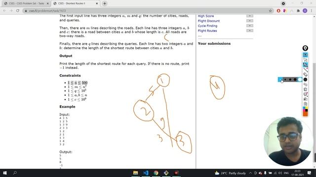 CSES- Shortest Route 1 ( Dijkstra) , Shortest Route 2 (Floyd Warshall ) смотреть онлайн