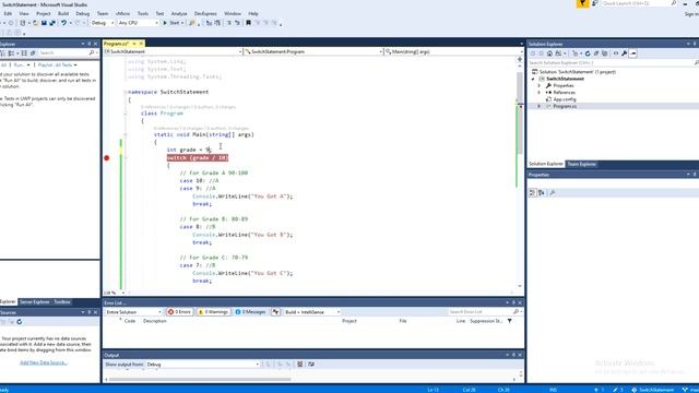 Visual Studio C# Switch Case Statement смотреть онлайн