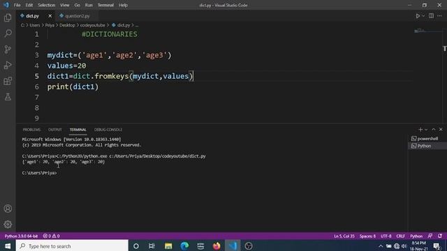 Python dictionary fromkeys method смотреть онлайн