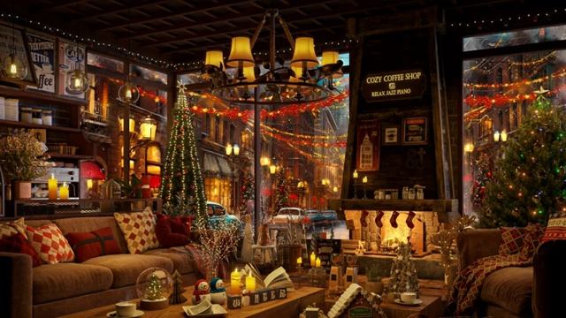Cozy Christmas Night with Jazz Instrumental & Cracking Fireplace ? Christmas Jazz Music for Relax смотреть онлайн