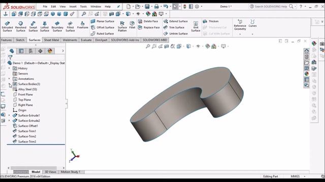 Knit Surface In SolidWorks смотреть онлайн