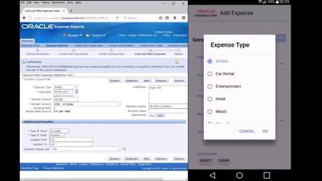 Oracle iExpense mobile application seen side by side with the Oracle EBS application смотреть онлайн
