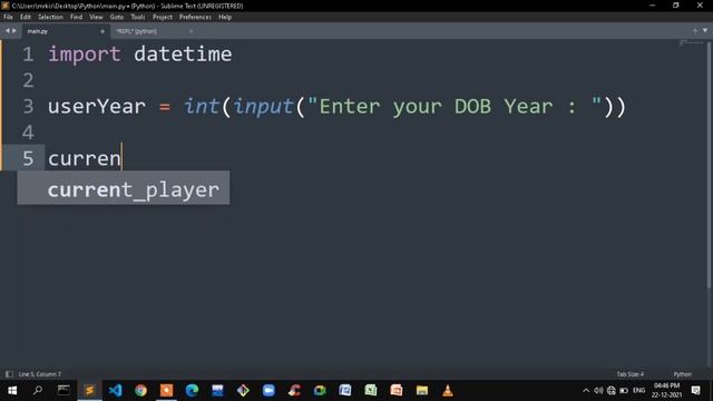 Simple Age Calculator using Datetime Module in Python | Python Series Tamil | M R Kishore Kumar смотреть онлайн