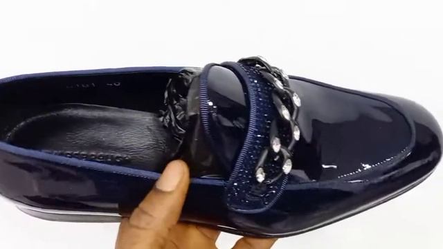 Dark Navy Angiolo Patent Italian Leather Loafers смотреть онлайн