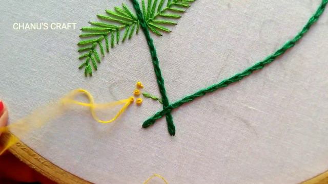 hand embroidery| yellow and pink Mimosa plant embroidery| very easy for beginners смотреть онлайн
