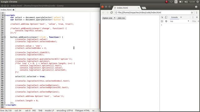 Работа с выпадающем списком select на JavaScript смотреть онлайн