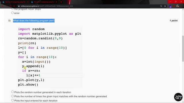 NPTEL The Joy of Computing using Python Week 8 Quiz Assignment Solutions || January 2021 || Swayam смотреть онлайн