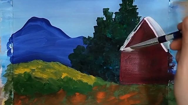 Как нарисовать Домик в горах | Как нарисовать Летний пейзаж |Рисуем красками быстро и просто смотреть онлайн