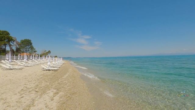 Halkidiki, Kassandra - Hanioti beach walking tour смотреть онлайн