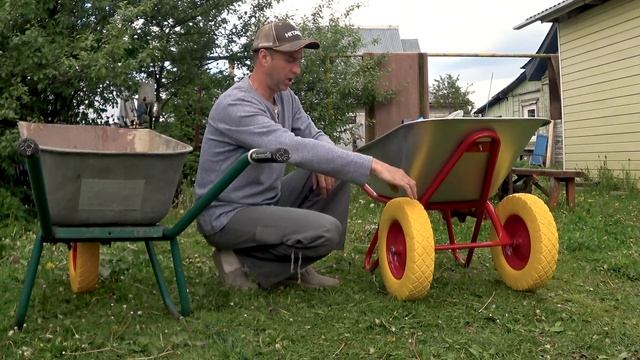 Полиуретановые колеса для тачки, стоит ли покупать. Бескамерка  для садовой и строительной  телеги.