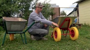 Полиуретановые колеса для тачки, стоит ли покупать. Бескамерка  для садовой и строительной  телеги.