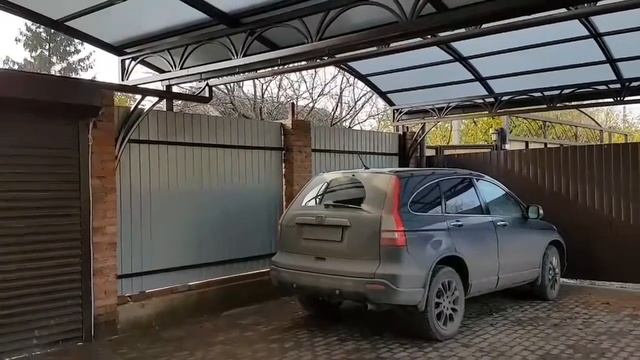 Красивый многоуровневый навес из поликарбоната компании ...Мир Навесов... в Ростове на Дону. смотреть онлайн
