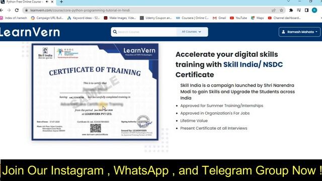 Python Programming Course in Hindi | Free Certificate | E-Skill India смотреть онлайн