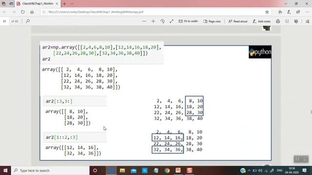 Class XII IP WORKING WITH NUMPY Part3 смотреть онлайн